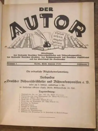 Autor, Der.   Richard Wilde, Günther Birkenfeld, Richard Bars (Schriftleitung).   Walter Hasenclever.   Franz Kaibel / Heinrich Neckamm, Stella Tarica, Josef.. 