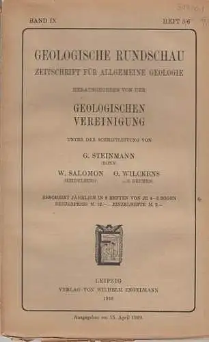 Geologische Rundschau.   Steinmann, G. / W. Salomon / O. Wilckens (Schriftleitung).    W. v. Lozinski / Kurt Pietzsch: Geologische Rundschau. Zeitschrift.. 
