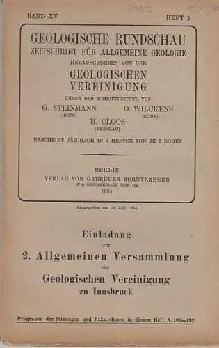 Geologische Rundschau.   Steinmann, G. / H. Cloos / O. Wilckens  (Schriftleitung).    G. Berg / Hans Cloos / R. Balk.. 