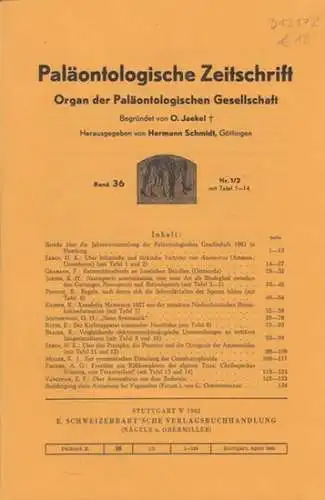 Paläontologische Zeitschrift.   Jaekel, O. (Begr.)   Schmidt, Hermann (Hrsg.).   H.K. Erben / F. Gramann / K. H. Josten / R.. 