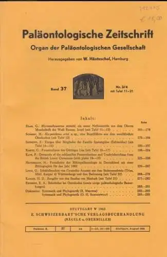 Paläontologische Zeitschrift.    Häntzschel, W. (Hrsg.).   G. Haas / H. Schmidt / E. Szörenyi / G. Rabitz / P. Kaye /.. 