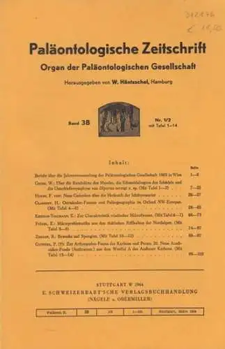 Paläontologische Zeitschrift.    Häntzschel, W. (Hrsg.).    W. Gross / F. von Huene / H. Glashoff / E. Kristan Tollmann /.. 