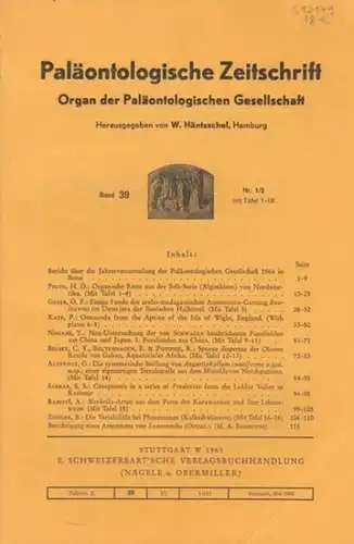 Paläontologische Zeitschrift.    Häntzschel, W. (Hrsg.).    H.D. Pflug / O.F. Geyer / P. Kaye / Y. Nogami / C.Y. Belsky.. 