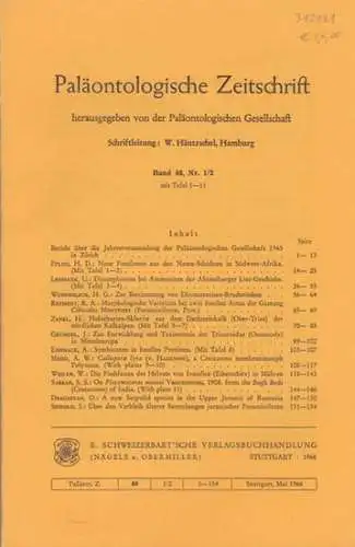 Paläontologische Zeitschrift.    Häntzschel, W. (Hrsg.).    H.D. Pflug / U. Lehmann / H.G. Wunderlich / R.A.Reyment / H. Zankl /.. 