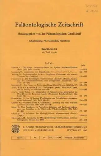 Paläontologische Zeitschrift.    Häntzschel, W. (Hrsg.).    E. Kemper / U. Lehmann / B. Werner / V. Fahlbusch / P. Siegfried.. 