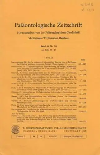 Paläontologische Zeitschrift.    Häntzschel, W. (Hrsg.).     M. Septonfontaine / M. Schidlowski / R. Förster / G.K.B. Alberti / F.D.. 