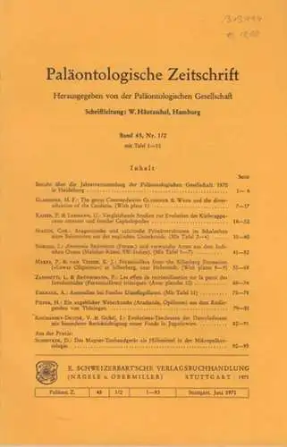 Paläontologische Zeitschrift.    Häntzschel, W. (Hrsg.).     M.F. Glaessner / P. Kaiser / U. Lehmann / Chr. Spaeth / I.. 