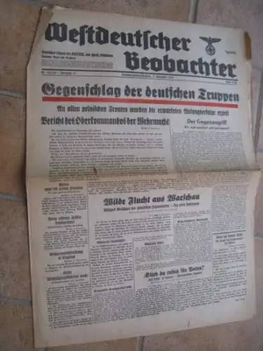 Westdeutscher Beobachter. - Adolf Hitler: Westdeutscher Beobachter. Samstag/Sonntag-Ausgabe, 2. September 1939. Jahrgang 15, Nr. 241/242. Ausgabe Bonn und Siegburg. Amtliches Organ der NSDAP und sämtlicher Behörden. 