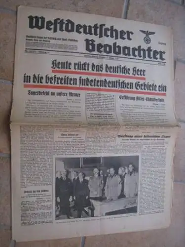 Westdeutscher Beobachter. - Adolf Hitler, Benito Mussolini u. a: Westdeutscher Beobachter. Samstag/Sonntag-Ausgabe, 1. Oktober 1938. Jahrgang 14, Nr. 269/270. Ausgabe Bonn und Siegburg. Amtliches Organ der NSDAP und sämtlicher Behörden. 