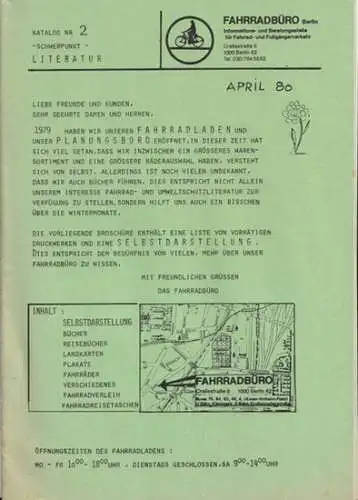 Fahrradbüro Berlin (Hrsg.): Katalog Nr. 2 (April 1980) - Schwerpunkt Literatur - Fahrradbüro Berlin. 