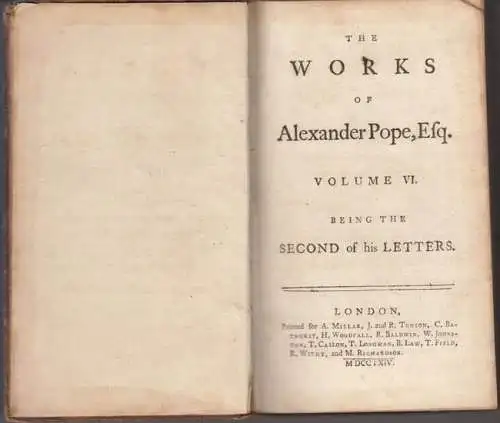 Pope, Alexander: The works of Alexander Pope, volume VI, being the second of his letters. 