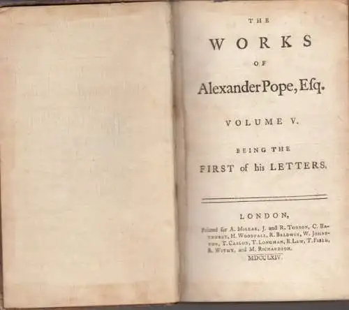 Pope, Alexander: The works of Alexander Pope, volume V, being the first of his letters. 