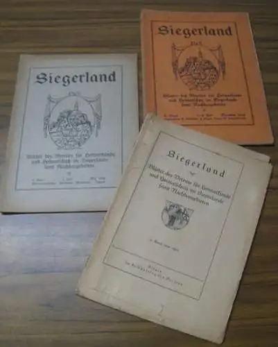 Siegerland.   Verein für Heimatkunde und Heimatschutz im Siegerlande und Nachbargebieten (Hrsg.): Siegerland. 6. Band 1924, komplett mit 4 Heften in 2 Broschuren.. 
