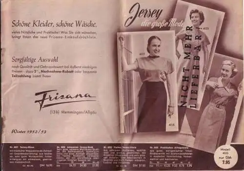 Frisana: Frisana (Katalog) Winter 1952 / 1953. 