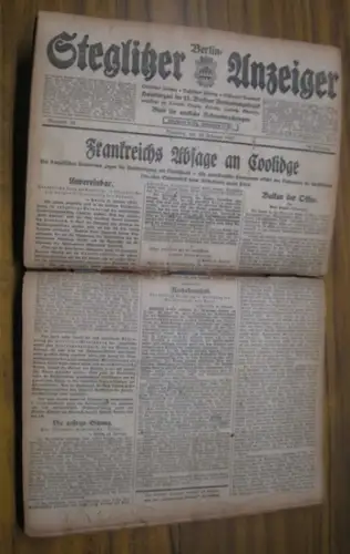 Berlin Steglitzer Anzeiger. - Marquardt / Emil Neugeboren / A. L. Erben / Erwin Roth / Axel Schmidt u. a: Berlin-Steglitzer Anzeiger. Konvolut mit 19 Heften des Jahres 1927, 54. Jahrgang, Januar bis Februar. - Enthaltene Nummern: 24 (29. Januar), 25 (31. 