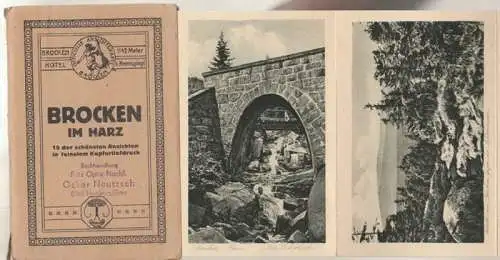 Brocken im Harz: Brocken im Harz. 10 der schönsten Ansichten in feinstem Kupfertiefdruck. - Motive u. a.: Brockenhotel im Mondenschein / Brocken vom Goetheweg aus / Am Eckerloch / Aussicht gegen den Achtermann / Blick vom Ilsestein. 