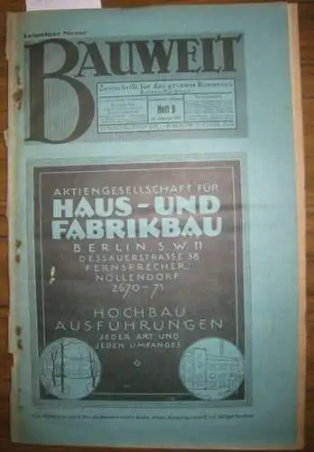 Bauwelt.   Paulsen, F. / Weilbier, Rudolf (Red.)   Klapper, Johannes / Zucker, Otto / Schröder, Max / Muthesius, Hermann / Kullrich, D.. 
