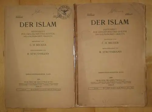 Islam, Der.- C.H. Becker (Begr.) - R. Strothmann (Hrsg.): Der Islam. Band 27, Heft 1 und 2. Zeitschrift für Geschichte und Kultur des islamischen Orients. Inhalt: Edition des Festkalenders der Nusairi nach den Handschriften  C(atafago). 