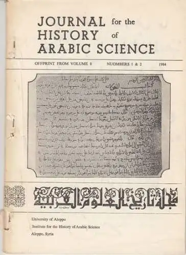 Journal for the history of arabic science: Journal for the history of arabic science. 1984, numbers 1 & 2, offprint from volume 8. 