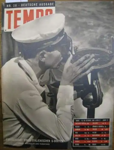 Alberto Mondadori (Hrsg.) / R. Cartoscelli (Red.): Tempo.  Nr. 28. 1941-XX, 16. - 30. Oktober. Kommandant eines italienischen U-Bootes. 