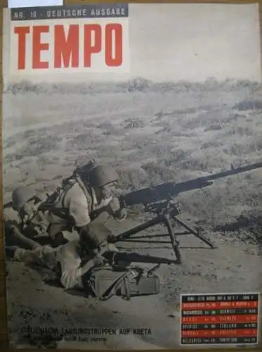 Alberto Mondadori (Hrsg.) / R. Cartoscelli (Red.): Tempo.  Nr. 19. 1941-XX, 12. - 26. Juni. Italienische Landungstruppen auf Kreta. 