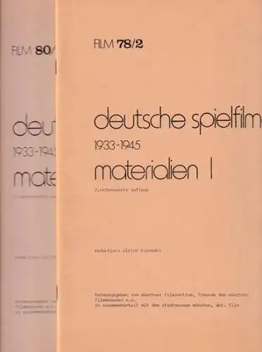 Kurowski, Ulrich (Red.): Deutsche Spielfilme 1933 - 1945. Materialien I und II in 2 Heften. (= Film 78/2 und Film 80/1). Aus dem Inhalt: Warum Unterhaltungsfilme aus der Zeit des deutschen Faschismus? / Zur Topographie des NS-Films / Filmstars im Dritten 