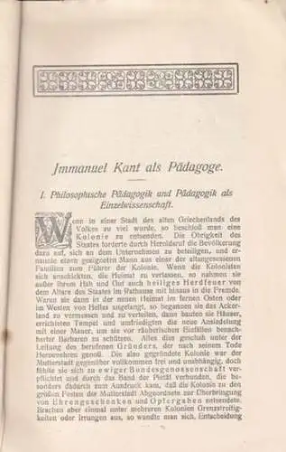 Immanuel Kant als Pädagoge. Zur zweihundertsten Wiederkehr seines Geburtstages