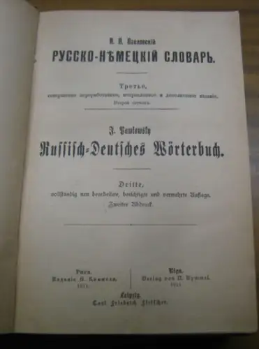 russisch. - Pawlowsky, J: Russisch-Deutsches Wörterbuch. 