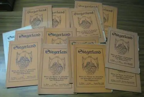 Siegerland.   Verein für Heimatkunde und Heimatschutz im Siegerlande und Nachbargebieten (Hrsg.): Siegerland. Konvolut mit 15 Nummern (in 13 Broschuren) der Jahre 1926.. 