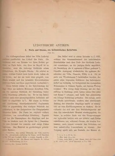 Schreiber, Th(eodor): Ludovisische Antiken. I. Paris und Oinone, ein hellenistisches Reliefbild. Mit Tafel. - Widmungsexemplar für den Kupferstecher Carl Leonhard Becker ! ( = Abdruck aus: Archäologische Zeitung 1880, Jahrgang XXXVIII). 