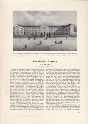 Jahn, Franz (Autor): Alte Berliner Kasernen. 1735 bis 1835 (= Sonderdruck aus: [Zeitschrift nicht ermittelbar], Heft 14, 1939). 