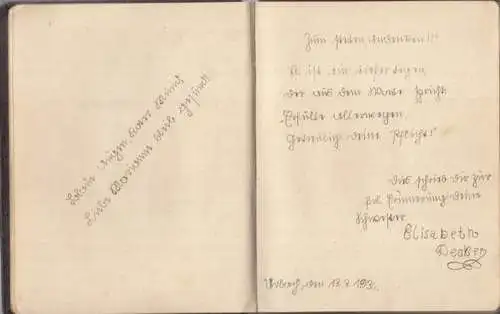 Decker, Marianne aus Arbach.   Poesie Album, Poesiealbum.   Einträge zumeist von Mitschülerinnen und Freundinnen aus Arbach, u. a. Maria Schmitz, Elisabeth Schumacher.. 