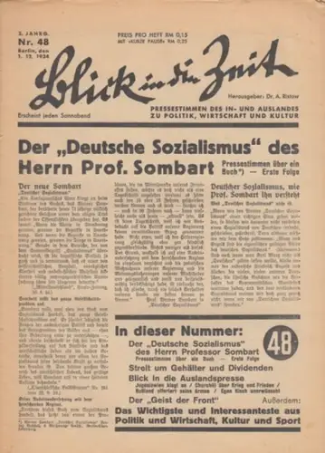 Blick in die Zeit - Dr. A. Ristow (Redakteur / Herausgeber): Blick in die Zeit. 2. Jahrgang, Nr. 48, 1.12.1934. 
