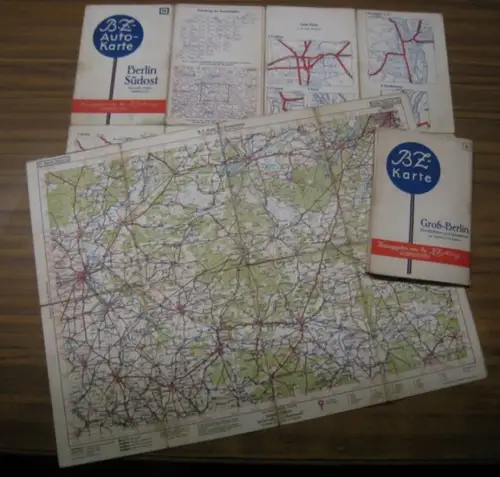 Berlin.   BZ Karte / Autokarte.   herausgegeben von der B.Z. am Mittag: Konvolut mit Teilen: 1) BZ Karte Groß Berlin. Durchfahrten und.. 