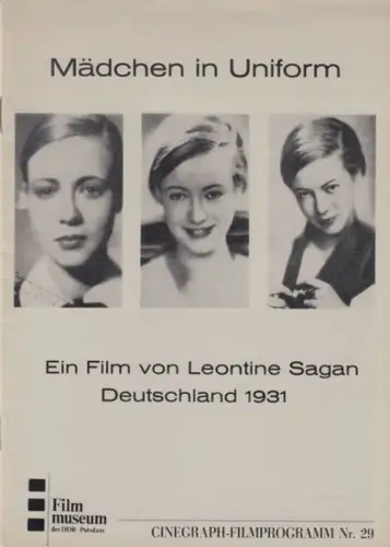 CFP Cinegraph Filmprogramm. - Leontine Sagan. - Red.: M. Maciejok: Cinegraph-Filmprogramm Nr. 29: Mädchen in Uniform. Ein Film von Leontine Sagan, Deutschland 1931.Die Filme des Fritz Lang. 