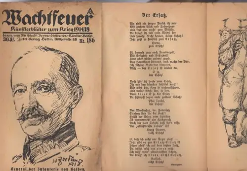 Wachtfeuer. - Max Brinkmann, Egon Straßburger u. a. - illustriert von H. Baluschek, Hermann Hendrich, W. Krain u. a: Wachtfeuer. Nr. 186. Künstlerblätter zum Krieg 1914/18. 