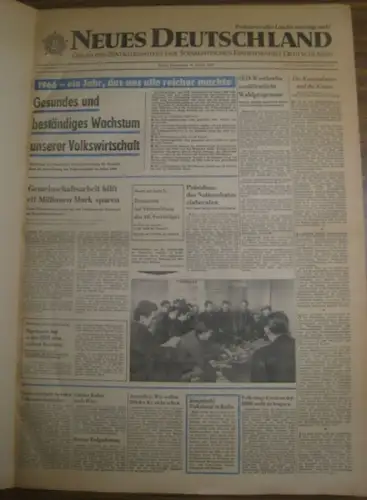 Neues Deutschland: Neues Deutschland. Sammelband mit 44 Ausgaben aus dem Zeitraum 19.01.1967 - 16.12.1967, Jahrgang 22. Organ des Zentralkomitees der sozialistischen Einheitspartei Deutschlands. Enthalten sind: Nr. 19, 29, 48, 52, 73, 75-7, 105-16, 122-3,