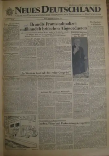 Neues Deutschland: Neues Deutschland. Sammelband mit 24 Ausgaben aus dem Zeitraum 09.02.1961 - 13.08.1961, Jahrgang 16 und 29.03.1966 - 22.07.1966, Jahrgang 21. Organ des Zentralkomitees der sozialistischen Einheitspartei Deutschlands. Enthalten sind: (Jg
