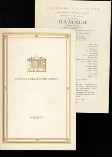 Programmheft zu: Gajaneh. Ballett in 5 Bildern. 18. November 1972, im Rahmen der Tage der sowjetischen Theaterkultur in der DDR. Musikalische Leitung: Werner Stolze.. 