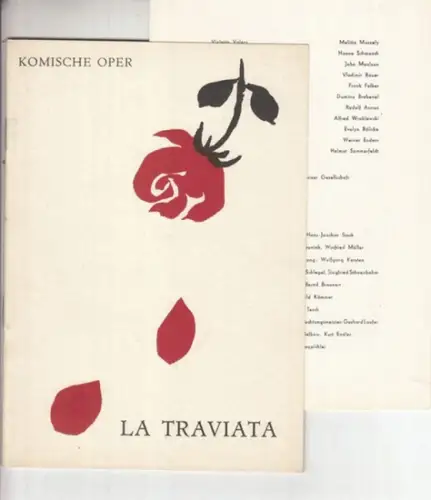 Komische Oper Berlin.   Giuseppe Verdi: Programmheft zu: La Traviata. Sonnabend, 18. Januar 1969.   Musikalische Leitung: Gert Bohner.   Inszenierung: Walter.. 
