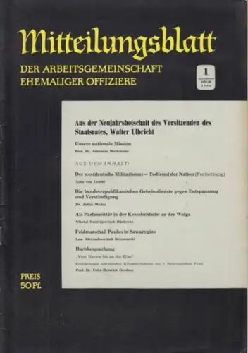 Arbeitsgemeinschaft ehemaliger Offiziere (Hrsg.)   Hummeltenberg, Max / von Kügelgen, Bernt / Stösslein, Herbert / Engelbrecht, Erwin (Red.)   Dieckmann, Johannes / von.. 