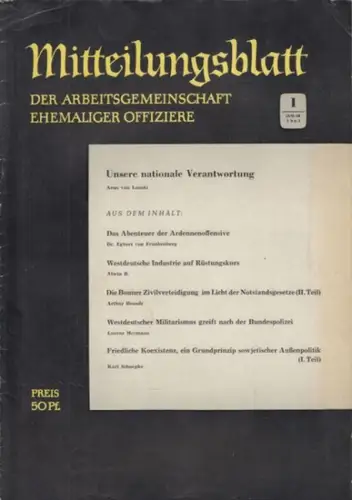 Arbeitsgemeinschaft ehemaliger Offiziere (Hrsg.)   Hummeltenberg, Max / von Kügelgen, Bernt / Stösslein, Herbert / Engelbrecht, Erwin (Red.)    von Lenski, Arno.. 
