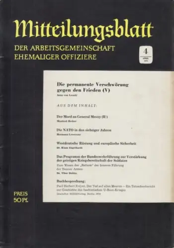 Arbeitsgemeinschaft ehemaliger Offiziere (Hrsg.)   Hummeltenberg, Max / von Kügelgen, Bernt / Stösslein, Herbert / Engelbrecht, Erwin (Red.)   von Lenski, Arno /.. 