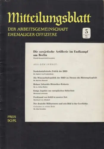 Arbeitsgemeinschaft ehemaliger Offiziere (Hrsg.)   Hummeltenberg, Max / von Kügelgen, Bernt / Stösslein, Herbert / Engelbrecht, Erwin (Red.)   Kasakow, Wassili Iwanowitsch /.. 