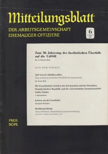 Arbeitsgemeinschaft ehemaliger Offiziere (Hrsg.)   Hummeltenberg, Max / von Kügelgen, Bernt / Stösslein, Herbert / Engelbrecht, Erwin (Red.)   Hass, Gerhart / Woit.. 