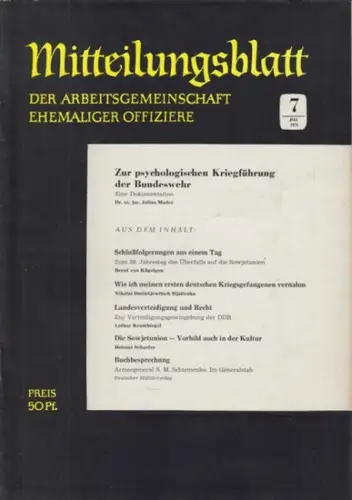 Arbeitsgemeinschaft ehemaliger Offiziere (Hrsg.)   Hummeltenberg, Max / von Kügelgen, Bernt / Stösslein, Herbert / Engelbrecht, Erwin (Red.)   Mader, Julius / Djatlenko.. 