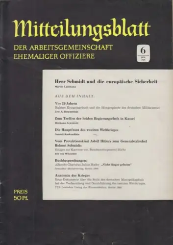 Arbeitsgemeinschaft ehemaliger Offiziere (Hrsg.)   Hummeltenberg, Max / von Kügelgen, Bernt / Stösslein, Herbert / Engelbrecht, Erwin (Red.)   Lattmann, Martin / Lewerenz.. 