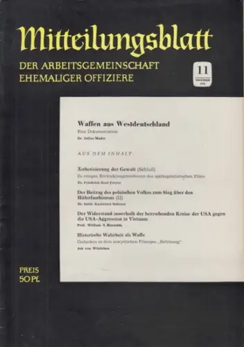 Arbeitsgemeinschaft ehemaliger Offiziere (Hrsg.)   Hummeltenberg, Max / von Kügelgen, Bernt / Stösslein, Herbert / Engelbrecht, Erwin (Red.)   Mader, Julius / Freyer.. 