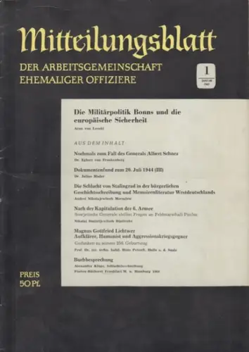 Arbeitsgemeinschaft ehemaliger Offiziere (Hrsg.)   Hummeltenberg, Max / von Kügelgen, Bernt / Stösslein, Herbert / Engelbrecht, Erwin (Red.)   von Lenski, Arno /.. 