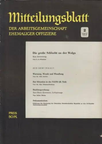 Arbeitsgemeinschaft ehemaliger Offiziere (Hrsg.)   Hummeltenberg, Max / von Kügelgen, Bernt / Stösslein, Herbert / Engelbrecht, Erwin (Red.)   Winokur, L. A. /.. 